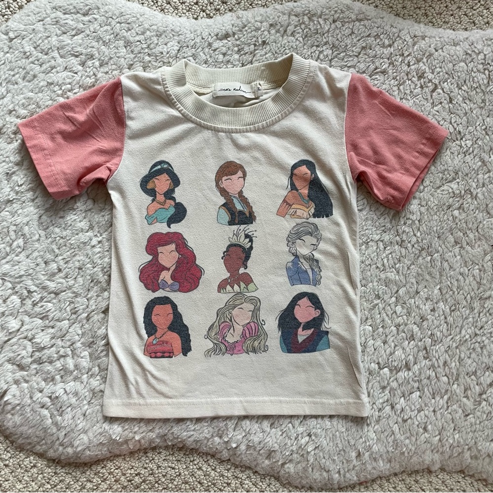 Princess Character Tee with Pink Sleeves